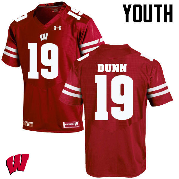 Youth Wisconsin Badgers #19 Bobby Dunn College Football Jerseys-Red - Click Image to Close